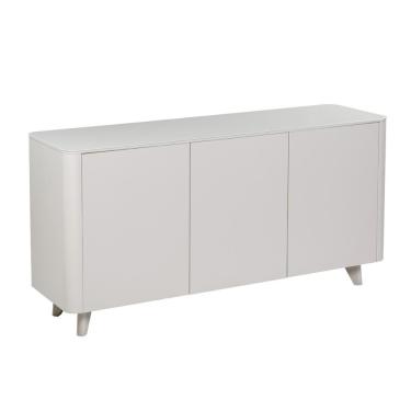 Imagem de Buffet Luxemburgo Univ 150 cm Tampo de Madeira com Vidro Colado Branco Acetinado