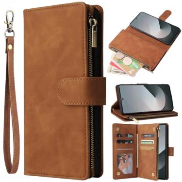 Imagem de Asuwish Capa carteira compatível com Samsung Galaxy Z Fold 6 5G 2024 e capa flip de couro com suporte para cartão acessórios de celular com suporte para celular ZFold6 Z6 G Fold6 6Z mulheres homens