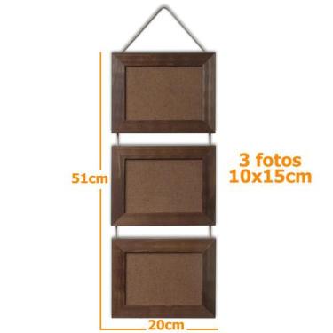 Imagem de Porta Retrato Triplo Vintage para fotos Quadro Painel Multifotos com M