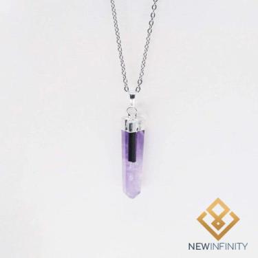 Imagem de Pingente Ametista e Turmalina Negra Pedra Cristal Natural - New Infini
