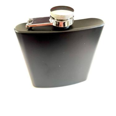 Imagem de Cantil Inox Preto Fosco De Bolso 180Ml - Porta Bebida Wisky