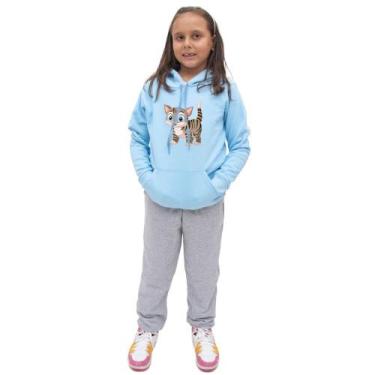 Imagem de Conjunto Moletom Infantil Meninas Blusa Canguru Capuz e Calça Comprida