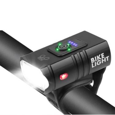 Imagem de Lanterna Farol de Bike com Led T6 Potente Recarregável 6 modos de Ilum