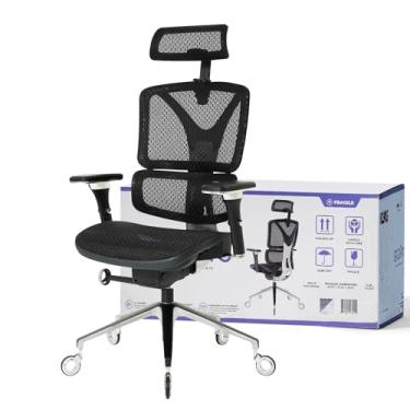 Imagem de Nouhaus Cadeira de escritório ergonômica suporte lombar encosto de liga de alumínio, cadeira de mesa de computador de malha alta com encosto de cabeça ajustável, apoio de braço 4D e rodas premium