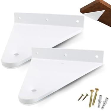 Imagem de rio design99 – 20cm - mão francesa cantoneira triangular – branca – ferro aço suporte para prateleira reforçada resistente industrial madeira bancada estante – 200mm