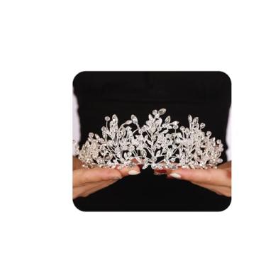 Imagem de JWICOS Tiara vintage para mulheres, coroa de folha de cristal, tiara verde para casamento, tiara para aniversário, baile, rainha, coroa de casamento, acessórios de cabelo para fantasia feminina,