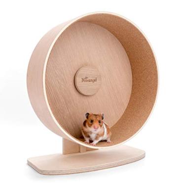 Imagem de Roda de exercício de madeira para hamster Niteangel: – Roda silenciosa para hamsters Gerbil e outros animais de estimação pequenos de tamanho similar (G)