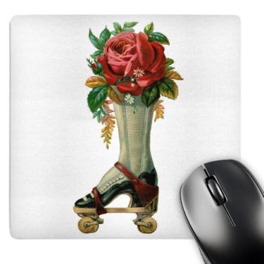 Imagem de 3dRose 20,3 x 20,3 x 0,63 cm Vintage Victorian Steampunk Skate Boot com Buquê de Rosa Vermelha (mp_102679_1)