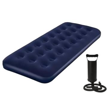 Imagem de Colchão Inflável Solteiro Resistente Suporta 150 Kilos + Bomba de Ar
