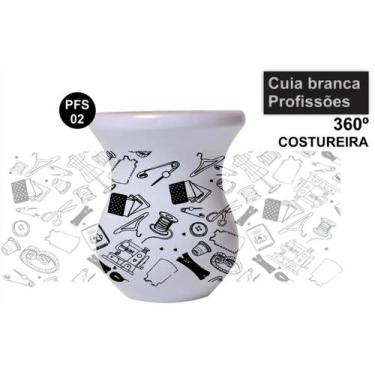 Imagem de Cuia de Madeira Branca Personalizada 360 Profissões - Costureira - Mix