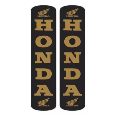 Imagem de Par De Adesivos Protetor De Bengala Honda Dourado Resinado - Resitank