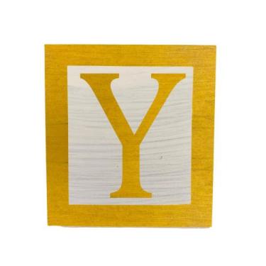 Imagem de Cubo Branco Letra Amarela com Aplique Festa Chá de Bebê Decoração 8x8x