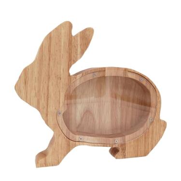 Imagem de Cofrinho de madeira, caixa de dinheiro para animais, cofrinho para crianças, decoração de casa - coelho