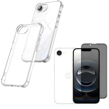 Imagem de Capa Capinha Anti Impacto + Película Premium Privacidade 3D de Vidro Temperado Compatível Com iPhone 16e 5G - (Hard Glass Store)