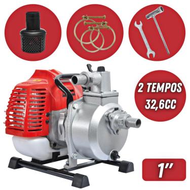 Imagem de Motobomba Kawashima Autoescorvante KWP10 32,6cc 2 Tempos à Gasolina Para Abastecimento de Cisternas