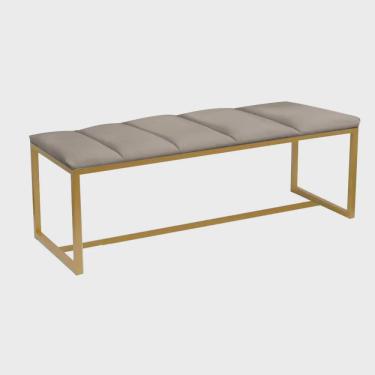 Imagem de Calçadeira Industrial Carla 100cm Solteiro Quarto Box Cama Ferro Dourado Sintético Bege - Ahz Móveis