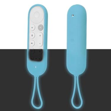 Imagem de Capa protetora luminosa para controle remoto Google TV Streamer 4K 2024, capa de silicone para controle remoto de voz Google TV 2024, impermeável, não irrita a pele, antiperda - azul brilhante