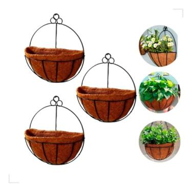 Imagem de 3 Meio Vaso De Parede Fibra De Coco Meia Lua Parede Orquidea