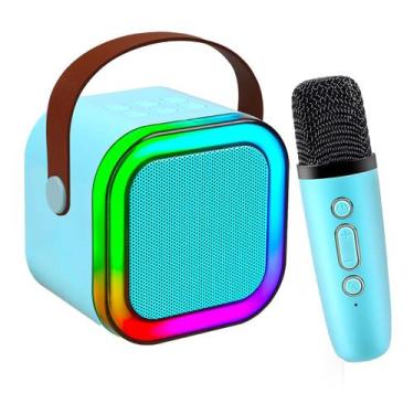 Imagem de Caixa de Som Bluetooth Microfone Karaoke LED RGB Iluminaçao Efeito Mud