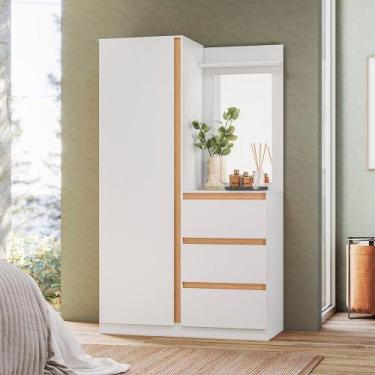 Imagem de Guarda Roupa Átila Cômoda 1 Porta 3 Gavetas com Espelho Móveis Albatro