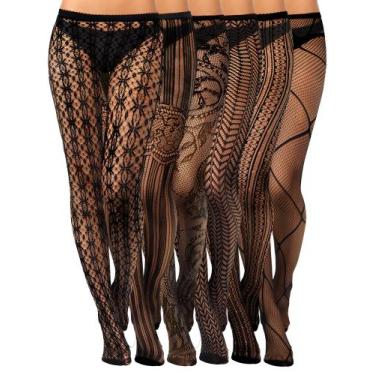 Imagem de Meias de meia-calça Skylety Fishnet Suspender Lingerie 6 pares