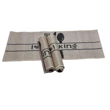 Imagem de Kit de Passadeiras para Cozinha 3 Peças Bege Tema Cooking Antiderrapante Sisal Estilo Rústico em Polipropileno Tapete Decorativo para Pia e Fogão"