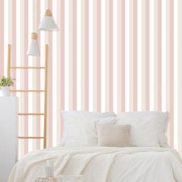 Imagem de Papel de Parede Vinil Autocolante Listrado em tons Rosê 250 - Inove Pa