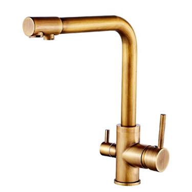 Imagem de wang hao shop Torneiras, torneiras de pia de cozinha, torneira de cozinha moderna, torneira de cozinha de 3 vias com filtro de água, torneiras de água potável de alça dupla torneira misturadora de