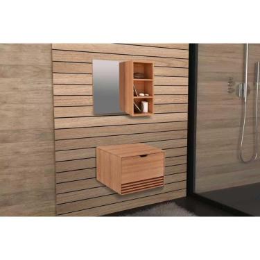 Imagem de Kit De Banheiro Armário Bn3609 E Balcão Suspenso Bn3613 Pia 60cm Amêndoa Tecno Mobili