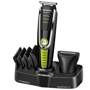Imagem de Maquina De Cortar Cabelo Supergroom-6 Bg-04 6 Watts Recarregavel Bivolt - Preto/verde