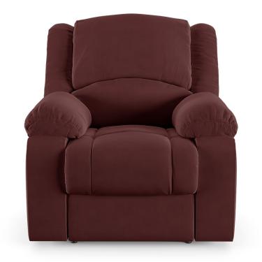 Imagem de Poltrona Do Papai Reclinável Sala De Cinema Barcelona Elétrica Massagem Usb Veludo Vinho