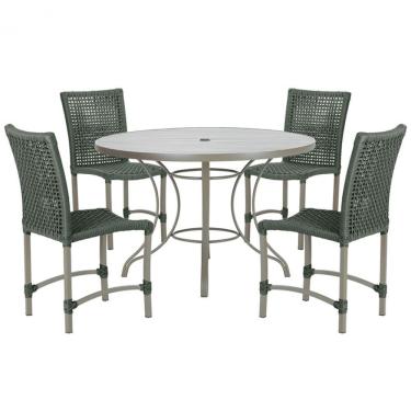 Imagem de Mesa Ascoli 4 Cadeiras Cannes De Alumínio Fendi Trama Verde