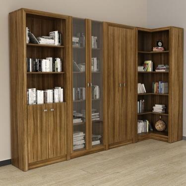 Imagem de Kit 4 Armários Multiuso De Escritório Com 6 Portas Nogal
