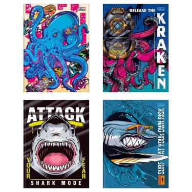 Imagem de Kit C- 4 Caderno Universitário 4-fun Tilibra Capa Dura Brochura - 80 Folhas