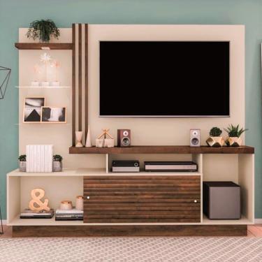Imagem de Estante Home Cross 200 Com 2 Portas Para Tv Madetec Off White Com Nogal