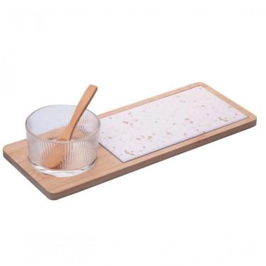 Imagem de Conjunto Petisqueira Terrazo Vidro Com Colher E Bandeja Lyor
