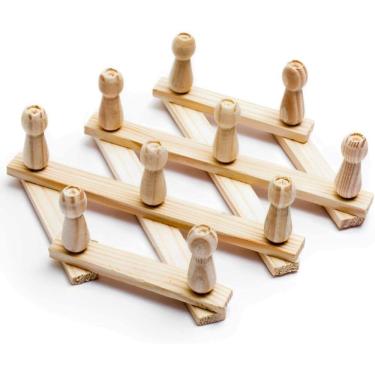 Imagem de Kit 2 Cabideiros Sanfonado de Madeira 10 Pinos Retratil e Ajustavel Multifuncional Parede Porta