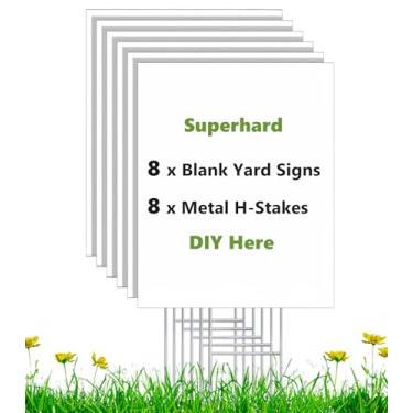 Imagem de Rtshuok Pacote Com 8 Placas Verticais De Jardim Em Branco, 17 X 12, Estacas, Papelão Ondulado À Prova Intempéries, Gramado Para Alugar, Venda, Faça Você Mesmo, Festa, Evento, Publicidade, Jardim, De