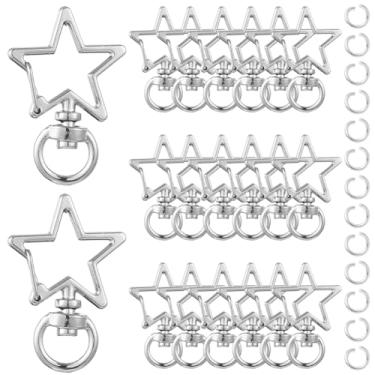 Imagem de SOFPLATE 1 caixa 40 peças chaveiro em forma de estrela clipe chaveiro fecho giratório liga prata mola ganchos mosquetão garra metal chaveiros achados acessórios para fazer joias DIY chaves cordões