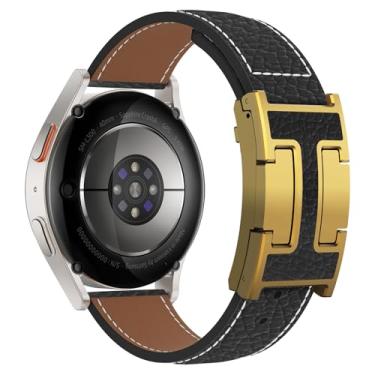 Imagem de CHANCHY Pulseira feminina de couro magnética compatível com Samsung Galaxy Watch 7 6 5 4 FE de 40 mm e 44 mm/Galaxy Watch 6/4 Classic de 47 mm, 43 mm, 46 mm, 42 mm/5 pro de 45 mm