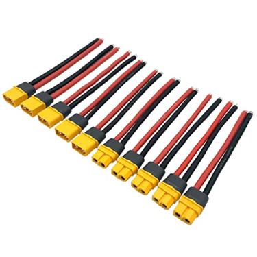 Imagem de 5 pares XT60H (XT60 plugue de atualização macho fêmea adaptador de conector de extensão com invólucro de bainha com fio de silicone de 12AWG 10 cm para bateria RC Lipo FPV Racing Drone