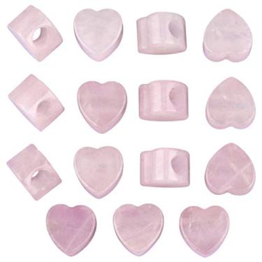 Imagem de Nupuyai Contas soltas de pedra grande em formato de coração para fazer joias, pulseira de berloques de contas europeias, pacote com 15, rosa, 1