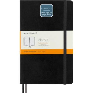 Imagem de Moleskine Caderno clássico expandido, capa macia, grande (12,7 cm x 21 cm) pautado/forrado, preto, 400 páginas