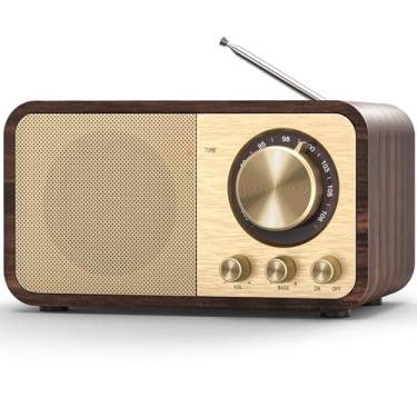 Imagem de Tendak Rádio FM retrô com melhor recepção, transistor portátil Bluetooth com alto-falante de 5 W, rádio vintage recarregável para cozinha doméstica, ao ar livre, suporta reprodução de cartão TF