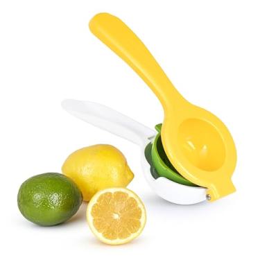 Imagem de Tovolo Espremedor de frutas cítricas com bico de despejo, branco e amarelo – Espremedor manual para limões, limões, tangerinas, cabo ergonômico, livre de BPA, lavável na lava-louças
