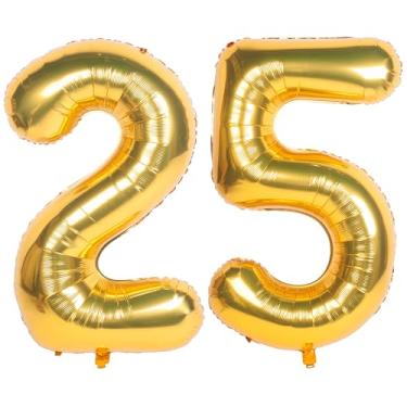 Imagem de CHANGZHONG Balões De 40" Com Números Dourados, Folha Hélio, Mylar, Decoração Para Festa Aniversário E Banquete, 25
