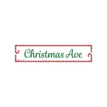 Imagem de PetKa Signs and Graphics PKXM-0010-NA_18x4 Placa de alumínio "Christmas Avenue", 45,7 cm x 10,2 cm, texto verde com borda de bengala doce vermelha