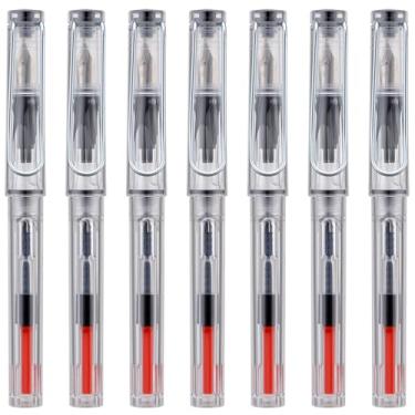 Imagem de erofa Conjunto de canetas-tinteiro de caligrafia paralela transparente com clipe de bico de pato, 7 tamanhos de ponta sortidos para desenho de arte gótica e assinatura de escrita