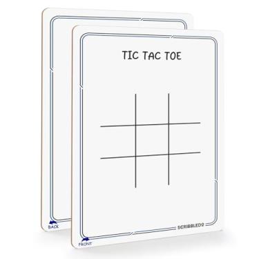 Imagem de SCRIBBLEDO Tic Tac Toe Game Tabuleiro apagável a seco 22 x 15 cm quadro branco reutilizável para sala de aula, ferramenta de aprendizagem, desenho divertido, jogos de mesa para idosos, tabuleiro
