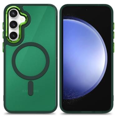 Imagem de YZB Capa magnética para Samsung Galaxy S24-FE, verde | Compatível com MagSafe, traseira translúcida fosca resistente a arranhões, proteção de nível militar, capa fina à prova de choque